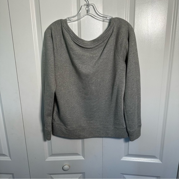 Nike gray terry inside scoop neck sweatshirt with striped accents on sides - Picture 5 of 5